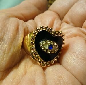 Evil Eye Cocktail Ring Enamel & Crystals Size 7 NWOT